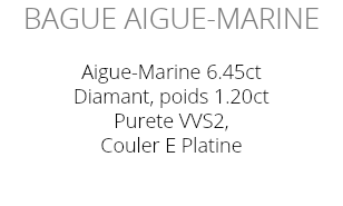 Bague Aigue-Marine Aigue-Marine 6.45ct Diamant, poids 1.20ct Purete VVS2, Couler E Platine 