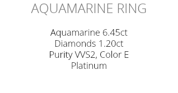 Aquamarine ring Aquamarine 6.45ct Diamonds 1.20ct Purity VVS2, Color E Platinum 