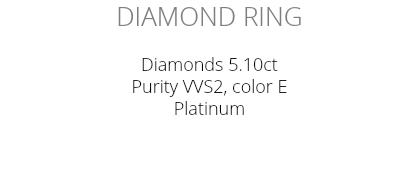 Diamond Ring Diamonds 5.10ct Purity VVS2, color E Platinum 